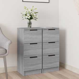 Berkfield Home Sideboards 2 pcs Grey Sonoma 30x30x70 cm Engineered Wood | Size: 30 x 30 x 70 cm