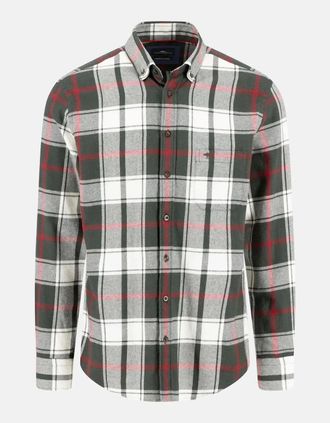 Fynch-Hatton Mens Premium Flannel Large Check Button Down Shirt Dark Ivy - Green - Size: 42/Regular
