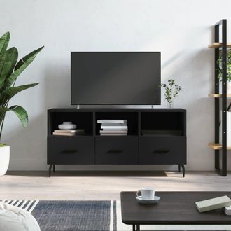 Berkfield Home TV Cabinet Black 102x36x50 cm Engineered Wood | Size: 102 x 36 x 50 cm