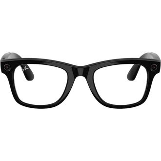 Ray-Ban Meta Wayfarer Gen 2 50mm Square AI Sunglasses in Shiny Black Transitions Green at Nordstrom