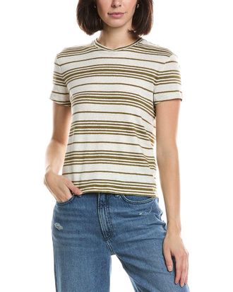 Frame Denim FRAME The Striped Linen-Blend T-Shirt