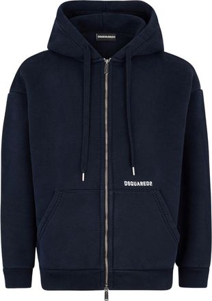 Dsquared2 Navy Blue Zipped Front Hood Sweater
