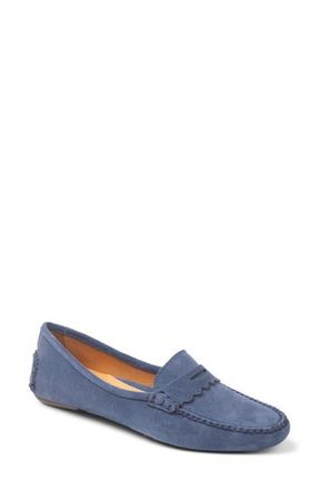 Patricia Green Janet Scalloped Driving Loafer in Navy Suede at Nordstrom, Size 9.5