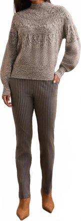 Tribal Two Tone Long Sleeve Mock Neck Sweater In Black / Grey