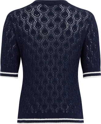 Frame Denim Womens Crochet Sweater Blue Cotton