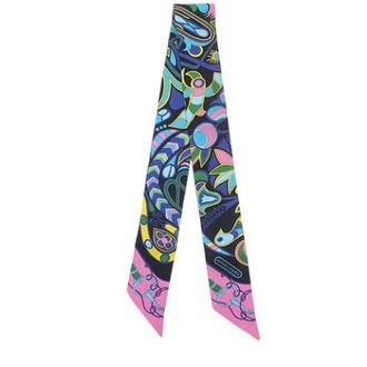 Herm&egrave;s Pre-owned Scarves, female, Multicolor, Size: ONE SIZE Pre-owned Twilly Scarf - Folklore Print