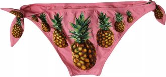 Dolce & Gabbana Pink Pineapple Swimsuit Bikini Bottom Womens Swimwear