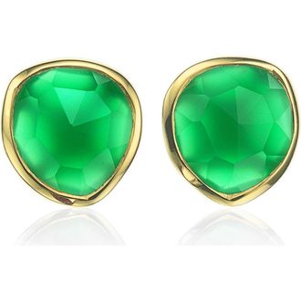 Monica Vinader Siren Stud Earrings in Gold/Green Onyx at Nordstrom