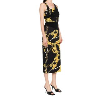Versace Jeans Couture Asymmetrical Chain Couture Midi Jurk - Dames - Casual kleedjes - Veelkleurig - S - Kleedjes