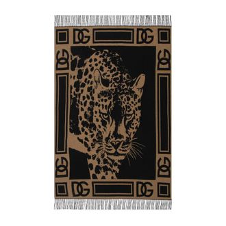 Dolce & Gabbana Winter Scarves, unisex, Black, Size: ONE SIZE Plaid in Cashmere Jacquard