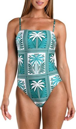 Sunshine 79 Patchwork Palms One-Piece Swimsuit in Turquoise at Nordstrom, Size 14