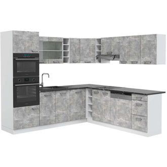 Vicco Cocina Esquinera R-line, Hormig&oacute;n/blanco, 237 X 247 Cm, Et Antracita