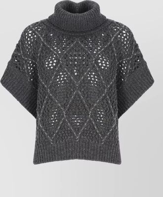 PESERICO ribbed high neck poncho