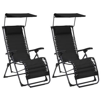vidaXL Sillas Plegables 2 Unidades Textilene Negro Vidaxl