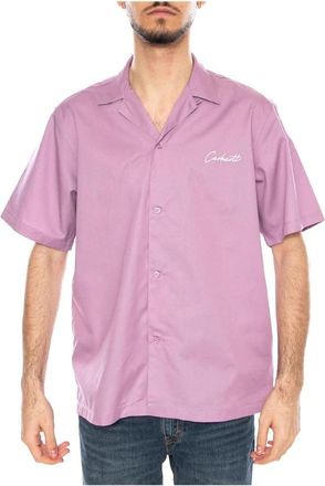 Carhartt Work in Progress S/S Delray Shirt - Heren - Korte mouwen Overhemden - Paars - S - Overhemden