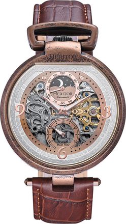 Heritor Lincoln Automatic Moon Phase Rose Gold Dial Mens Watch HERHS3605
