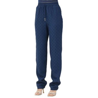 Elisabetta Franchi Straight Trousers, female, Blue, XS, Jacquard Jogger Trousers