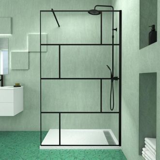 Aurlane Aurlane - Pack Mampara De Ducha 120x195 Cm Y Plato De Ducha En Acr&iacute;lico Blanco Efecto Piedra 120x80 Cm