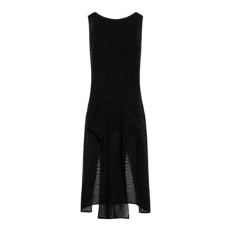 Alaia Midi Dresses, female, Black, XS, Ladder Cotton-blend Dress
