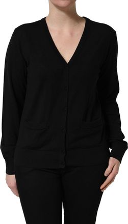 Dolce & Gabbana Womens Virgin Wool Button-Front Cardigan Black