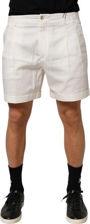 Dolce & Gabbana White Cotton Mid Waist Men Bermuda Shorts Co+01
