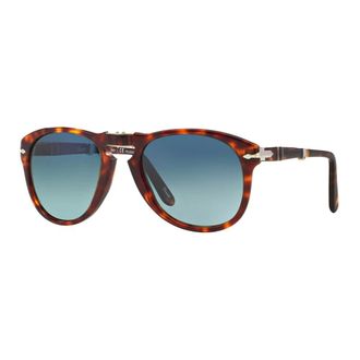 Persol Sunglasses, unisex, Brown, 54 MM, Folding Sunglasses in Havana/Blue Shaded