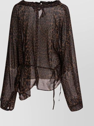 Balenciaga animal print sheer fabric long sleeve top
