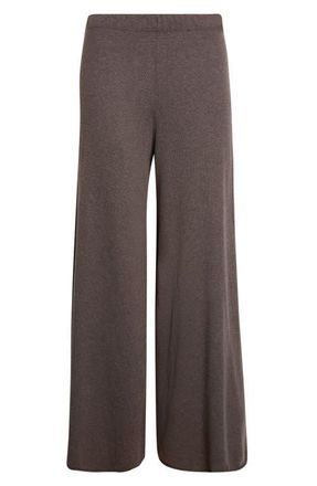 Lisa Yang Ainsley Cotton & Cashmere Wide Leg Pants in Deep Walnut at Nordstrom, Size 2