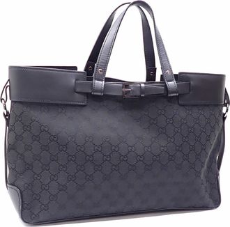 Gucci Black Canvas Tote Bag (Pre-Owned)