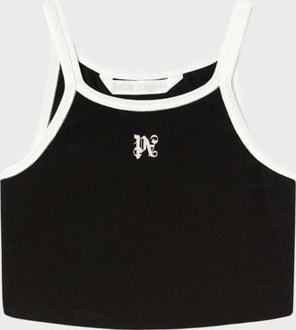 Palm Angels Womens Palm Angels Monogram Tank Top Black White - Size: 14