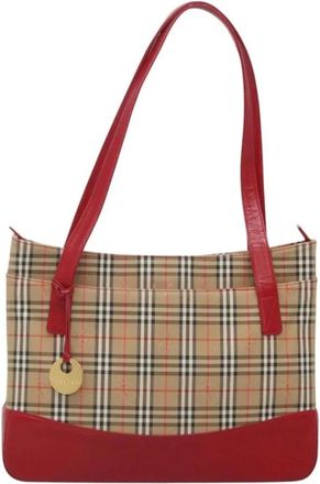 Burberry Pre-owned Tote Bags, female, Beige, Size: ONE SIZE Pre-owned Haymarket Check Tote Bag