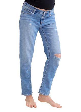 Hatch The Boyfriend Maternity Jean in Destroyed Light Wash at Nordstrom, Size 24