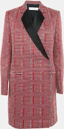 Victoria Beckham Victoria Beckham Red/multicolor Basket Weave Linen Blend Coat
