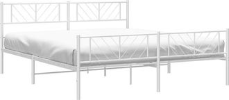 vidaXL Estructura Cama Sin Colch&oacute;n Con Estribo Metal Blanco 183x213 Cm Vidaxl