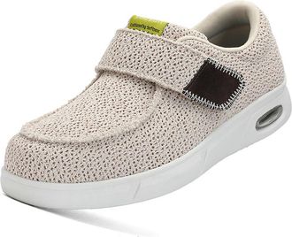 Generic Barefoot Diabetic Shoes for Women Men Wide Toe Adjustable Walking Footwear Non-Slip for Edema Swollen Feet,Beige,10.5 UK