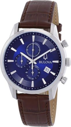 Bulova Sutton Chronograph Quartz Blue Dial Mens Watch 96B402