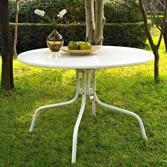 Crosley Furniture Griffith 39 Outdoor Metal Dining Table White Satin