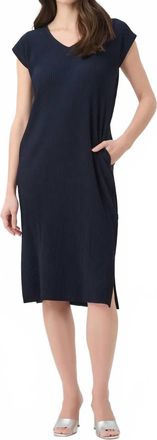 Joseph Ribkoff Pleated Straight Dress In Navy