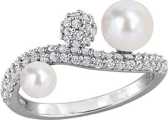 Rina Limor Silver 0.67 Ct. Tw. Gemstone & 4.5-6.5Mm Pearl Ring