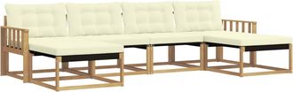 vidaXL Conjunto De Sof&aacute;s De Exterior 6 Uds. Blanco Y Crema Vidaxl