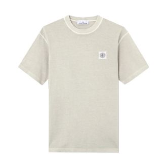 Stone Island Logo Katoenen T-Shirt - Heren - T-shirts - Grijs - 2XL - Katoen - Tops