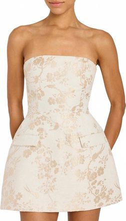 Amanda Uprichard Cecile Jacquard Strapless Bethany Romper In White Gold