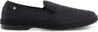 Rivieras Shoes Classic Textured Raffia Slip-On Loafer in Noir at Nordstrom, Size 40