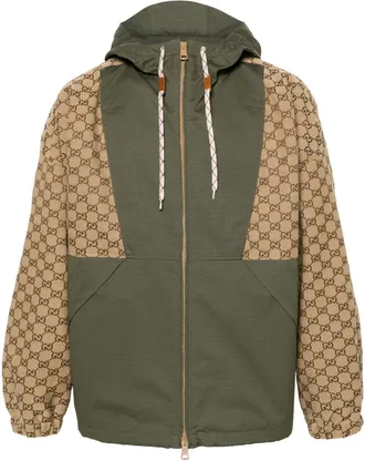 Gucci GG canvas hooded jacket - men - Polyamide/Cotton/Polyester - 50 - Green