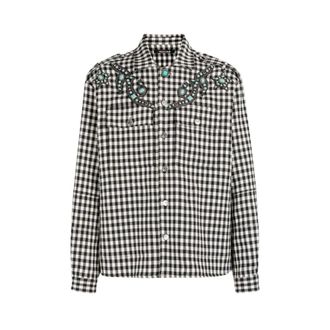 Roberto Cavalli Gingham Jacket with Turquoise Embellishments - male - Roberto Cavalli - Light Jackets - Black - 2XL - Jackets