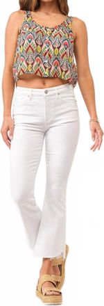 Dear John Denim Jeanne Mid Rise Cropped Flare Jeans In White