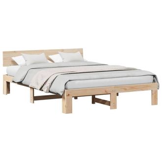 Berkfield Home Modern Bed Frame with Headboard 150x200 cm Solid Pine Wood in Beige