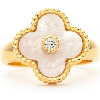Rivka Friedman Mother of Pearl & CZ Flower Ring in 18K Gold Clad at Nordstrom Rack, Size 7
