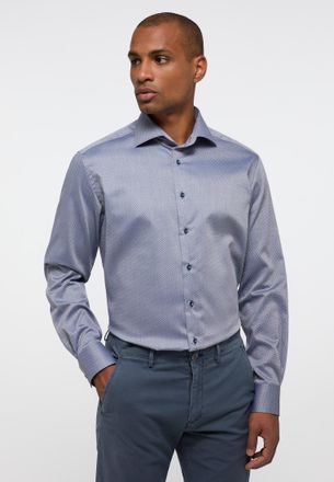Eterna Langarmhemd ETERNA MODERN FIT, Herren, Gr. 42, Extra verl&auml;ngerter Arm, mittelblau, 100% cotton, tailliert, Manschette, Hemden Langarmhemd, NON IRON (b