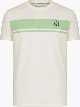 Sergio Tacchini Mens Sergio Tacchini Master Crew Neck T-Shirt Gardenia/Quiet Green - White - Size: 40